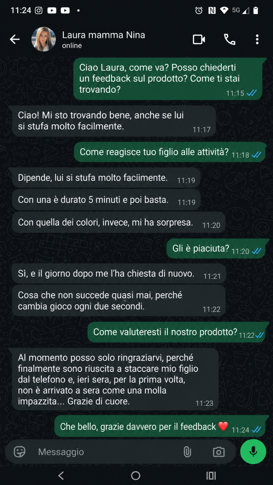 Messaggio reale di una mamma